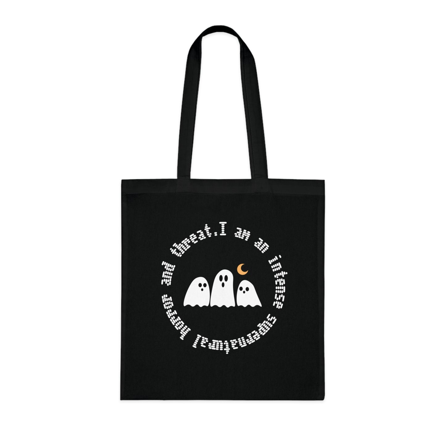 Ghostly Halloween Cotton Tote Bag, Eco-Friendly Bag, Gift for Trick-or-Treaters, Spooky Decor, Ghost Print Tote