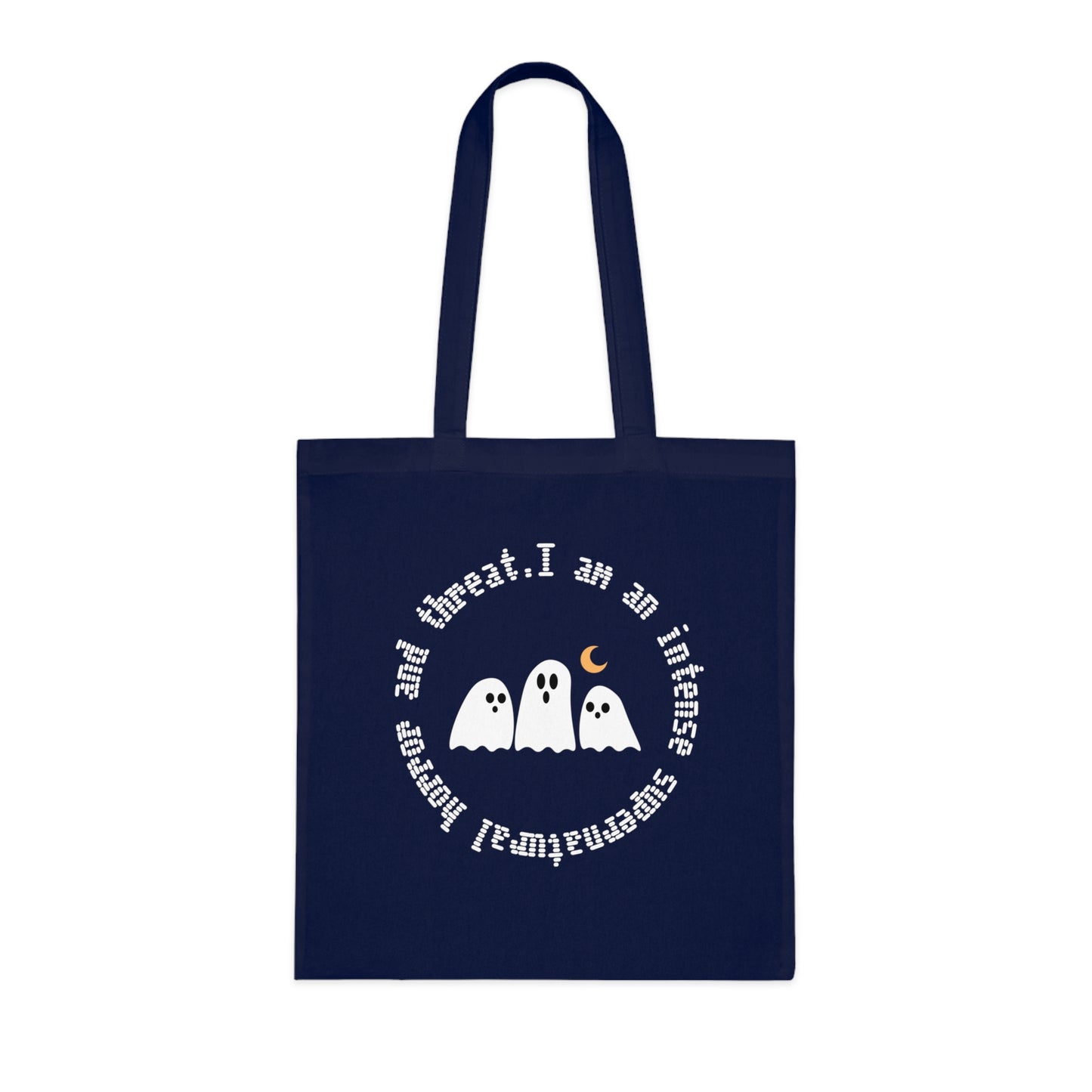Ghostly Halloween Cotton Tote Bag, Eco-Friendly Bag, Gift for Trick-or-Treaters, Spooky Decor, Ghost Print Tote
