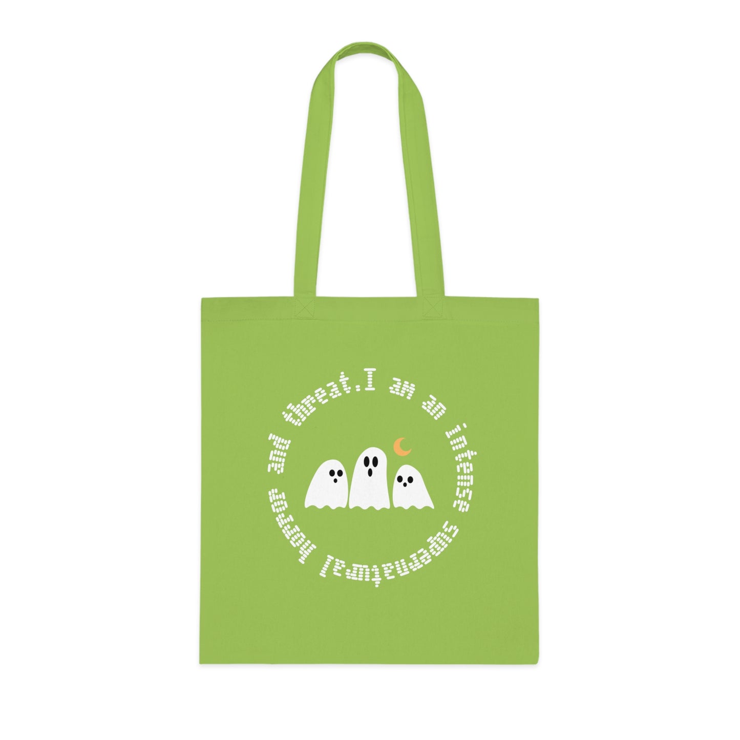 Ghostly Halloween Cotton Tote Bag, Eco-Friendly Bag, Gift for Trick-or-Treaters, Spooky Decor, Ghost Print Tote