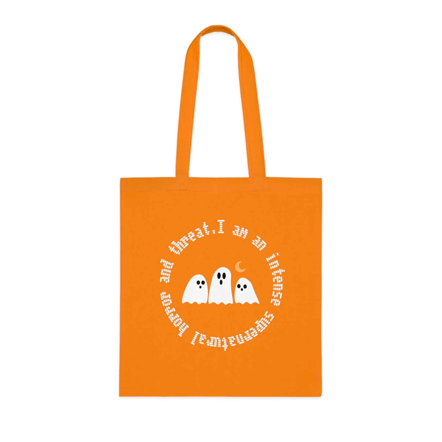 Ghostly Halloween Cotton Tote Bag, Eco-Friendly Bag, Gift for Trick-or-Treaters, Spooky Decor, Ghost Print Tote