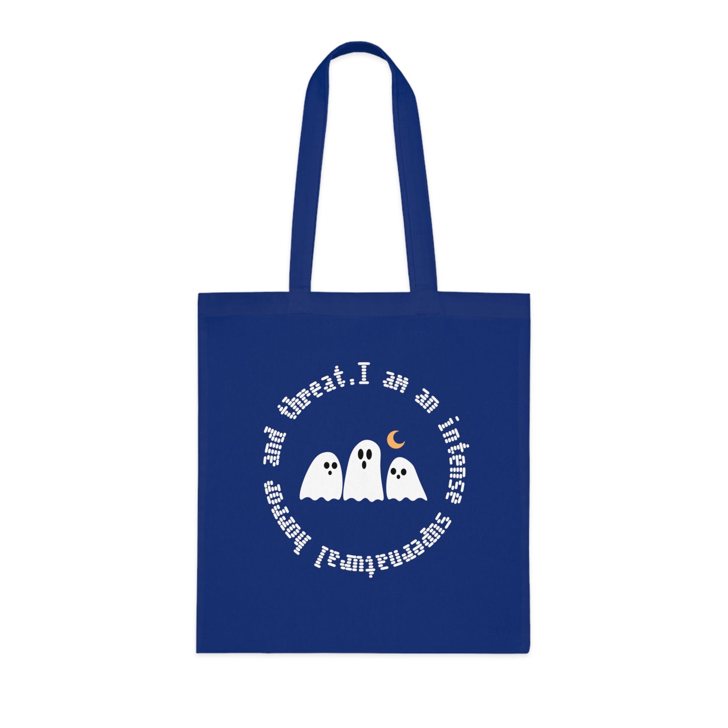 Ghostly Halloween Cotton Tote Bag, Eco-Friendly Bag, Gift for Trick-or-Treaters, Spooky Decor, Ghost Print Tote