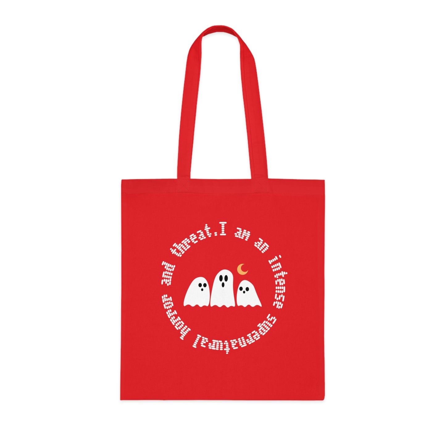 Ghostly Halloween Cotton Tote Bag, Eco-Friendly Bag, Gift for Trick-or-Treaters, Spooky Decor, Ghost Print Tote