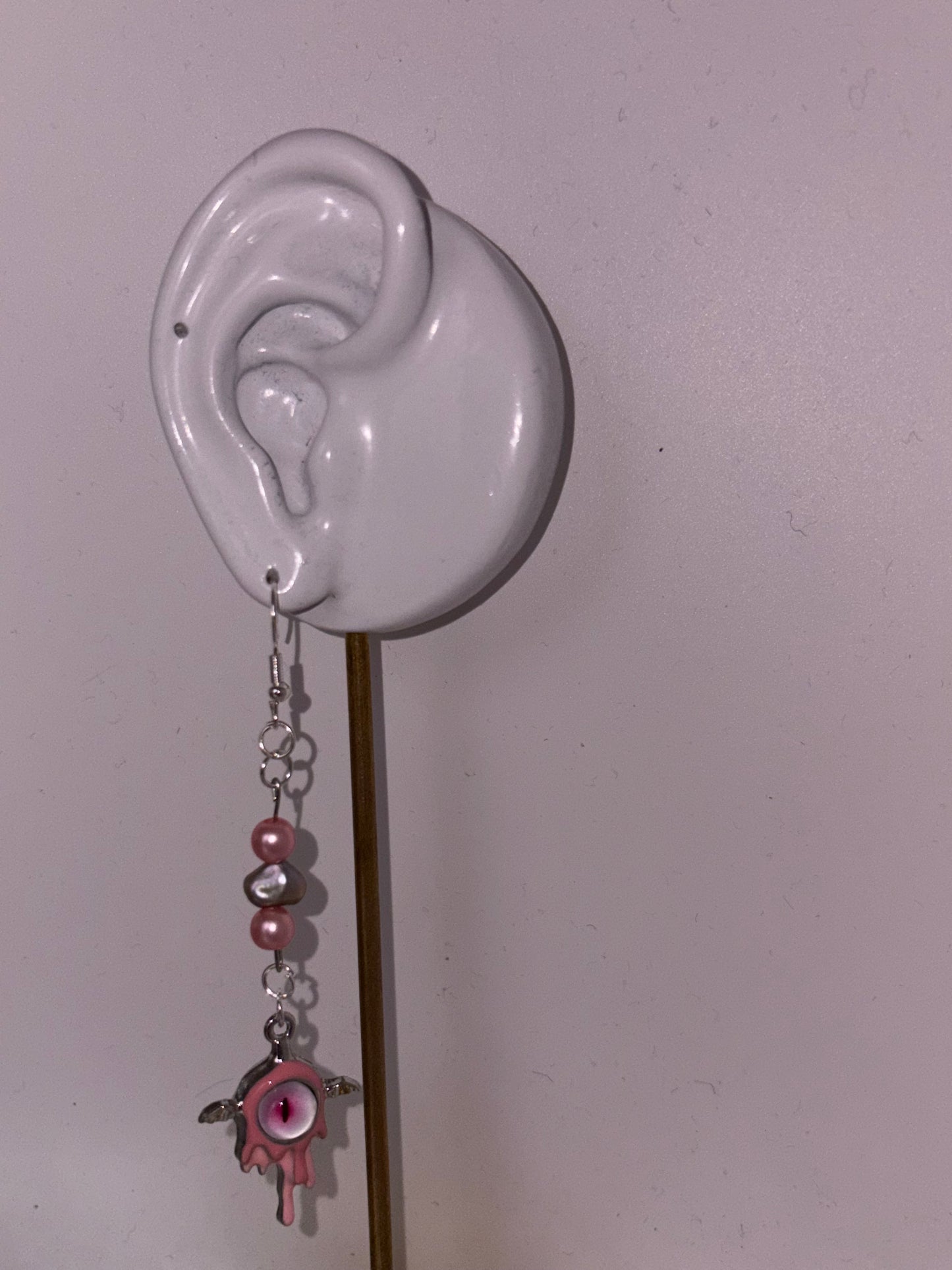 Pink alien earrings